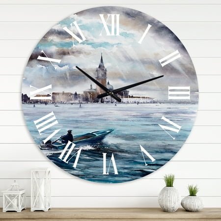 Designart 'Storm Over Venice In Italy' Nautical & Coastal Wall Clock