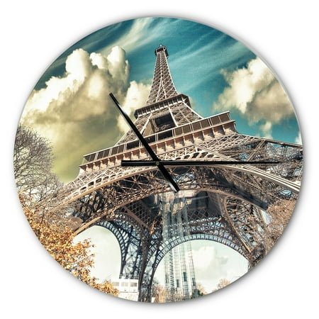 Designart 'Street View of Paris Eiffel Tower ' Modern wall clock