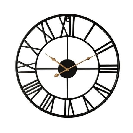 DESIGNICE Wall Clock,Iron Frame Clock Small Wall Clock,Roman Numerals Silent Sweep Movement Wall Clocks Battery Operated,Style9