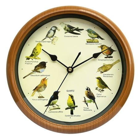 DESIGNICE Wall Clock,Vintage American Design with Creative Touches Large Wall Clock,Cuckoo Bird Sound Hourly Chimes Small Wall Clock,Silent Sweep Second Hand Kitchen Clock