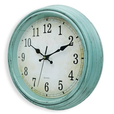 DESIGNICE Wall Clock,Vintage European Design Bathroom Clock,Artistic Clock Design Wall Clocks Battery Operated,12,Green