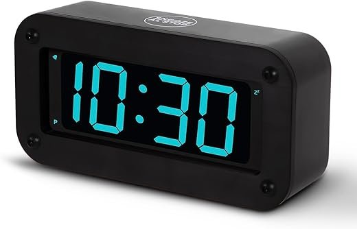 Digital Clock Battery Operated - LED Display Alarm Clock for Bedroom, Includes DC Cable, Adjustable Brightness, Snooze, 12/24Hr