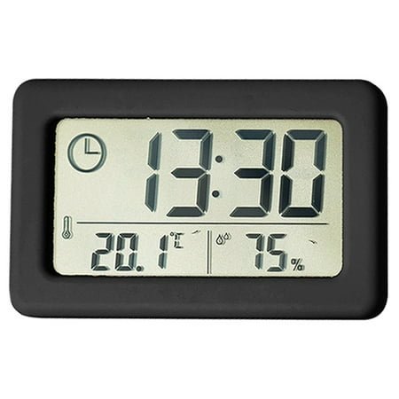 Digital Travel Alarm Clock - Foldable Calendar Temperature Timer LCD Clock with Snooze Mode - Large Number Display, Battery Operated - Compact Desk Clock for All Ages,black