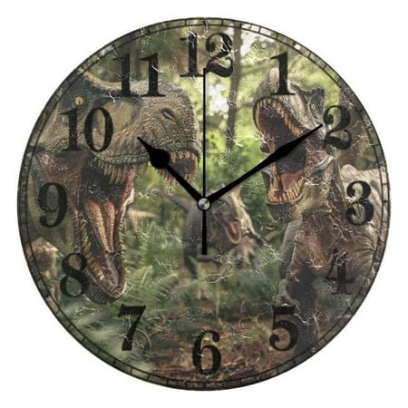 Dinosaurs in The Forests 10 Silent Wall Clock Non-Ticking Battery Clocks