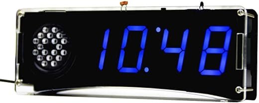 DIY Alarm Clock Kit with 4-Digit LED and Transparent Case (Blue)