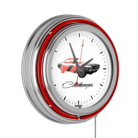 Dodge Challenger Stripes 2 Retro Neon Analog Wall Clock with Pull Chain