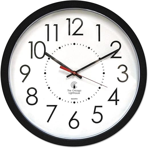 Electric Contemporary Clock, 14.5 Overall Diameter, Black Case, AC Powered