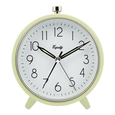 Equity 20090 5-Inch Silent Sweeping Quartz Metal Alarm Clock, Light Green