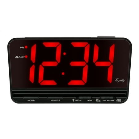 Equity 30402 Extra-Large 3 in. Red LED Electric Alarm Clock with High/Low settings