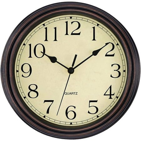 Foxtop 12 Quartz Retro Indoor Wall Clock, Silent Mechanism