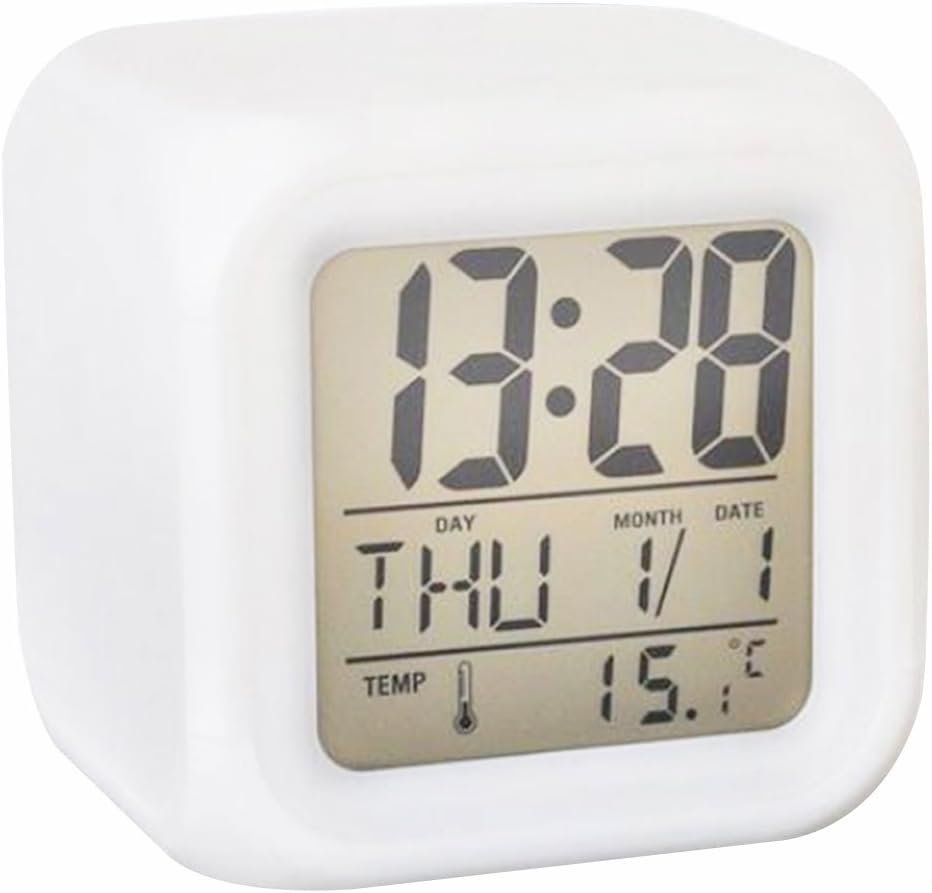 GARASANI Child Clock Digital Alarm Clocks 7 Colors Changing Digital Alarm Clock LED Change LCD