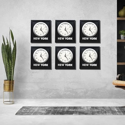 Generic Customizable Wall Clock. Multiple time Zones. City and Region Names Optional. Wall Clocks for Multiple time Zones. Custom zene Clock., Black