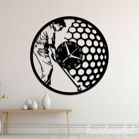 Handmadetneonsign Golf Wall Clock Unique, Year Date Round Wall Clock, Text Oversize Wall Clock 59586