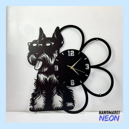 Handmadetneonsign Miniature Schnauzer Wall Clock Unique, Dog Oversize Wall Clock, Dog Metal Wall Clock 77986