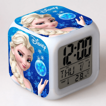 HANNTAOO LED Alarm Clock Frozen Pattern Creative Desk Table Clock Glowing Electronic Colorful Digital Clock for Unisex Adults Girl Boy Kids Children Toy Birthday Present Gift HTNL#171