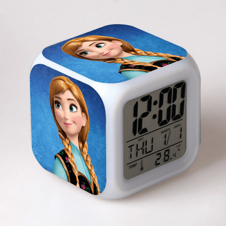 HANNTAOO LED Alarm Clock Frozen Pattern Creative Desk Table Clock Glowing Electronic Colorful Digital Clock for Unisex Adults Girl Boy Kids Children Toy Birthday Present Gift HTNL#185