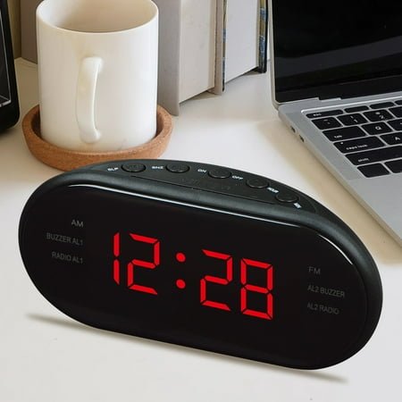 Hariumiu Electronic Alarm Clock with Time Alarm Function Electronic Alarm Clock Radio with Snooze Function Led Digital Display Perfect for Home Bedroom Office