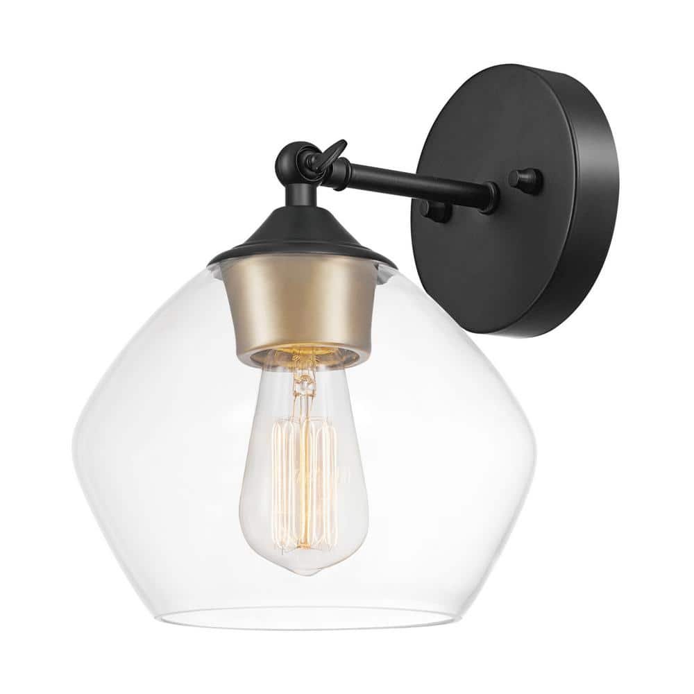 Harrow 1-Light Matte Black Wall Sconce with Clear Glass Shade