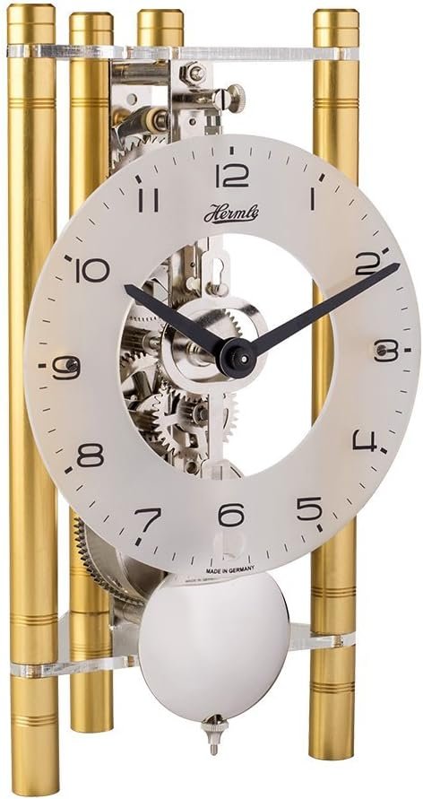 Hermle LAKIN Mechanical Mantel Clock By Hermle 23025500721 | Gold, Silver Pendulum