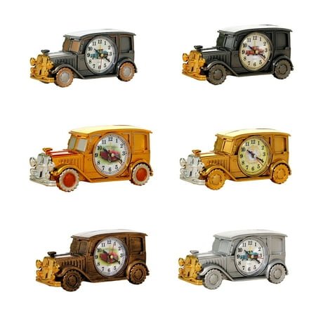 HomeCozy Alarm Clock Retro Big Numbers Digital Pointer Time Display Plastic Vintage Car Shape Desktop Antique Clock Home Decor for Bedroom