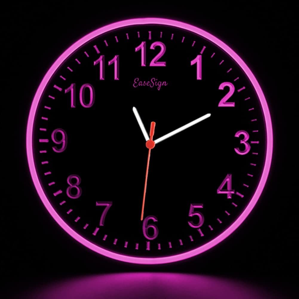 Home Decor LED Flexible Flex Neon Wall Clock 6 Colors 10 (Pink)