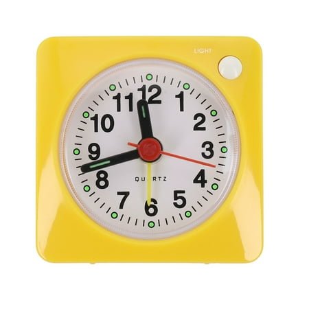 Home Decor Quartz Bedside Led Desk Sweep Travel Portable Plastic Mini Alarm Clock Silent Yellow