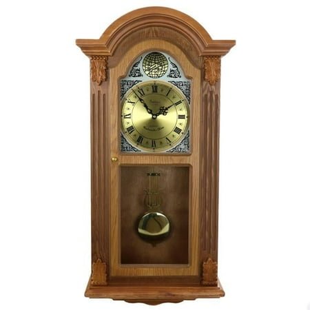 Honey Oak Chiming Pendulum Wall Clock