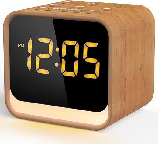 Housbay Wooden Sound Machine Alarm Clock -Your Sleep-Wake Companion, White Noise for Sleep, Space-Saving, Natural Alarm for Gentle Wake-Up