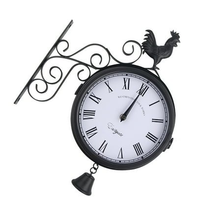 Household Wall Clock Wrought Iron Large Clocks for Living Room Black