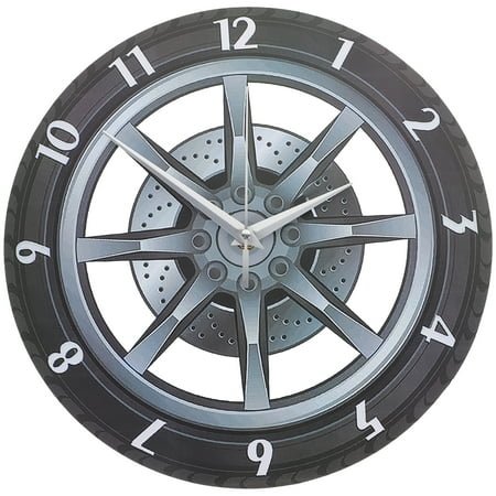 Howish Home Clocks Garage Rim Clock Silent Rubber Gear Decorative Clock(11.81X11.81X1.18)