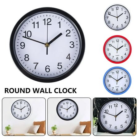 Hxvrjkn Round 8 Quartz Analog Clock, Black, Battery-Powered Wall Clock for Living Room, Silent