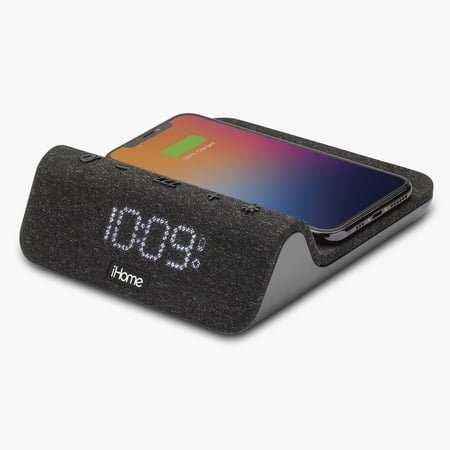 iHome Wireless Charger with Alarm Clock and Night Light, Digital Clock with iPhone Charger, Samsung Charger, and USB Charger for Apple and Samsung Devices (iW30BGOL)