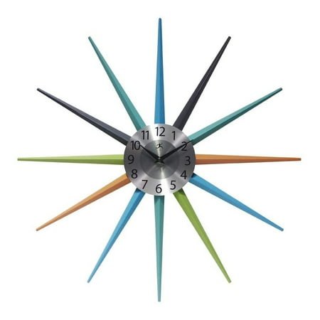 Infinity Instruments 20 Inch Stellar Starburst Retro Vintage Wall Clock, Multicolor