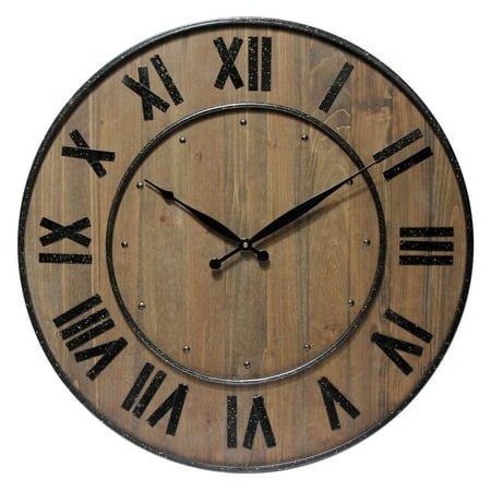 Infinity Instruments 24 Wood Wine Barrel Wall Clock