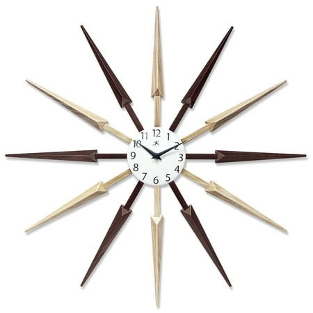 Infinity Instruments Celeste Light and Dark Wood Sunburst Wall Clock