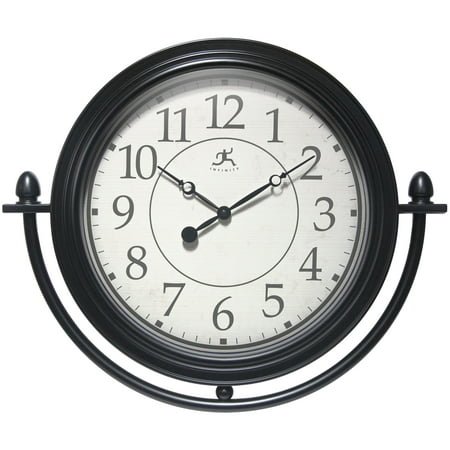 Infinity Instruments Finial Plastic 15.75 Indoor Wall Clock with Quartz Movement for Accurate Timekeeping, Black