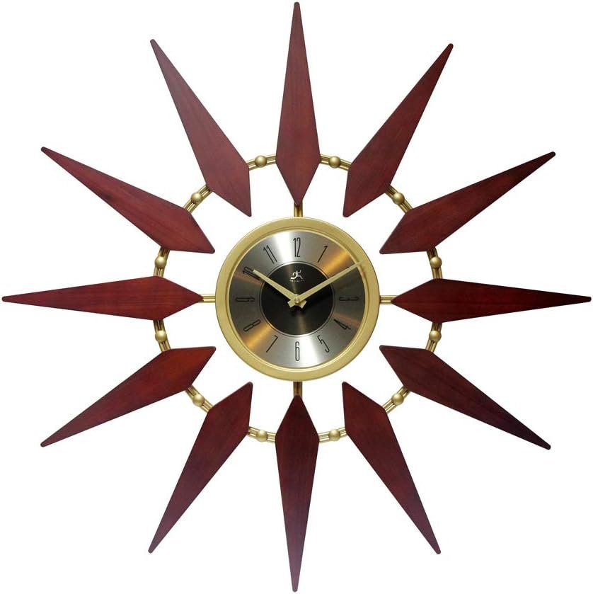 Infinity Instruments LTD. Orion Starburst Wall Clock Mid Century Modern 30 inch Large Mid Century Modern Clock Mid Mod Decor Living Room Dining Room Bedroom Retro Quartz Movement