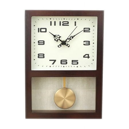 ITIGOITIE Rectangular Log Pendulum Wall Clock, Modern Minimalism, Dark Brown