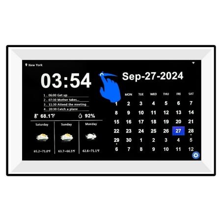 Jazeyeah Large 15.6 inch 2025 New Year's Wifi Digital Calendar,64 Groups of Memos/Alarm Clocks/Touch Screen/Weather Station/Family Calendar