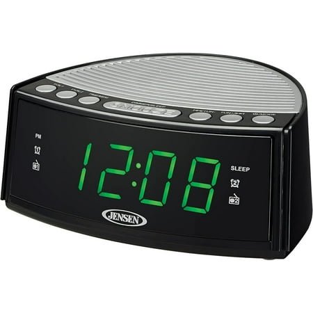 Jensen JCR-160 Digital AM/FM Battery Powered Dual Alarm Clock Radio with AUX Input, Black