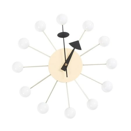 jicheng Round Ball Wall Clock Quiet Mid Century for Living Room Kitchen Decor Clocks White Ball