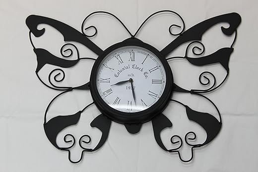 Jumbl Metal and Glass Indoor/Outdoor Butterfly Design Garden Wall Clock