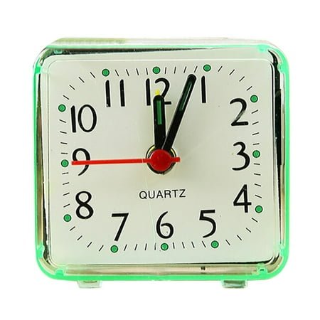 JWDX Alarm Clock, Mini Alarm Clock, Clearance Square Small Bed Compact Travel Quartz Beep Alarm Clock Cute Portable Green