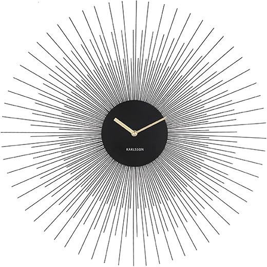 Karlsson Wall Clock Peony Steel Large Black, Metal, 17,5 x 4,5 x 12