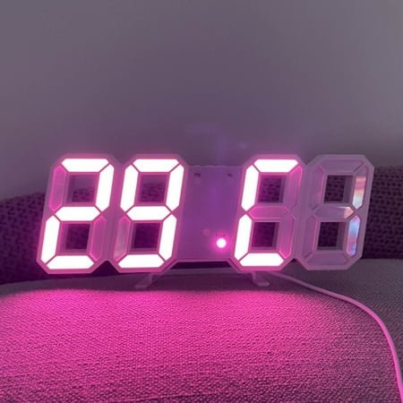 Kayannuo Wall Decor Clearance 3D LED Digital Clock Wall Deco Glowing Night Mode Adjastable Electronic Table Clock Wall Clock Decoration Living Room LED Clock Room Decor