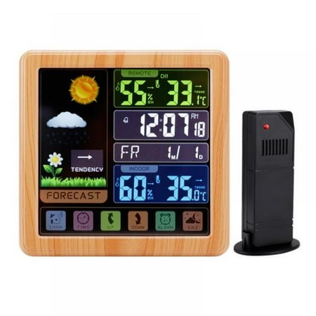 KEINXS Full Weather Clock Weather Station Indoor Outdoor Color Display Weather Atomic Clock