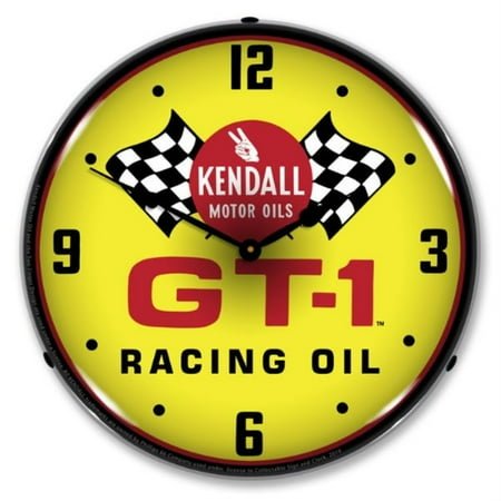 Kendall GT-1 Racing Oil LED Wall Clock, Retro/Vintage, Lighted, 14 inch