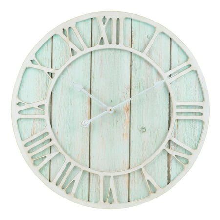 La Crosse Technology La Crosse Clock 23.5 Inch Round Blue Coastal Decorative Quartz Wall Clock