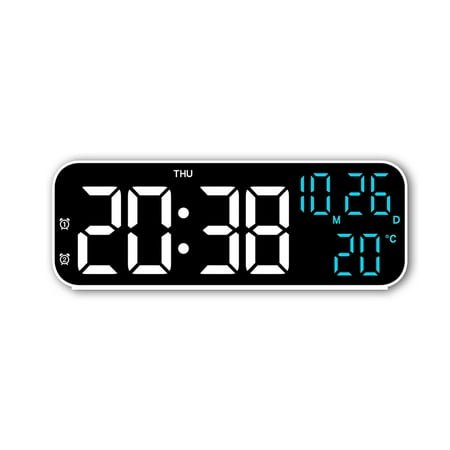 Large Digital Clocks with Date/Temperature Display, Dual Alarms with Classic Music Ring, 3 Level Dimmer, Plug in Electronic Alarm Clock for Bedroom, No Snooze