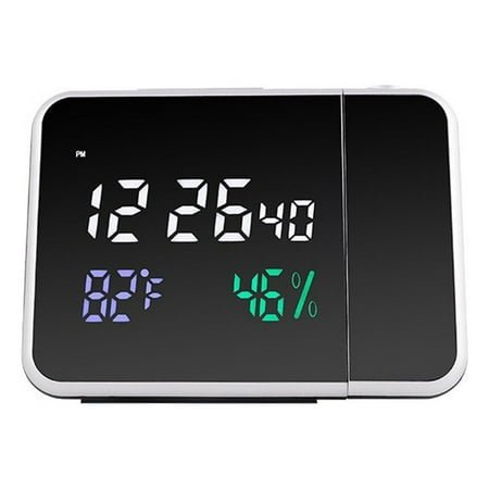 Large Font Creative LED Glass Temperature And Humidity Multi-Functional Projection Alarm Clock Mirror Clock Electronic Digital Clock With Perpetual Calendar,New Release